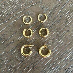 Gold Hoop Earrings - Set of 3